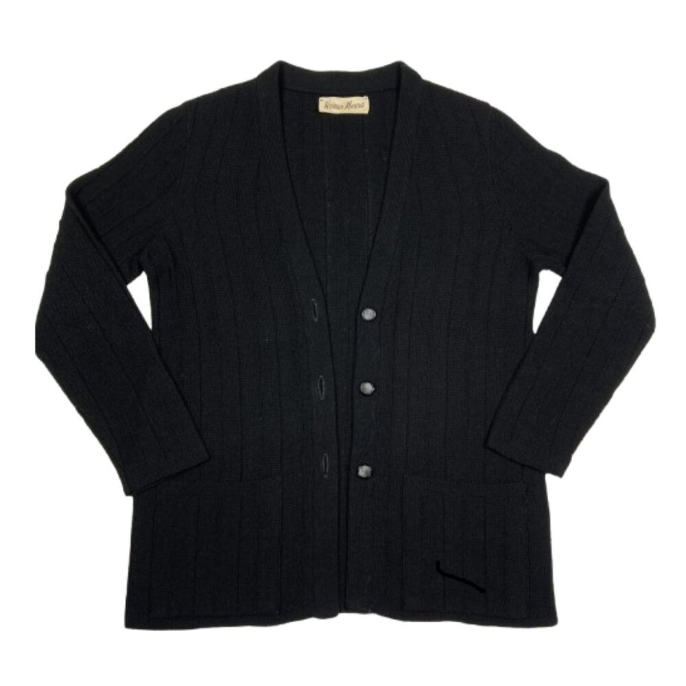 Vintage Neiman-Marcus Black Knit Cardigan Sweater – Union Made USA, Size 10